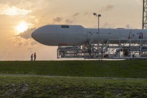 A SpaceX rocket lifting off